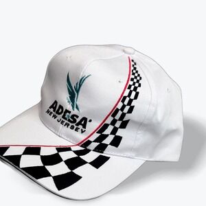 ADESA New Jersey‎ Cap AOP Nissun White Checkered Racing Hat 2002